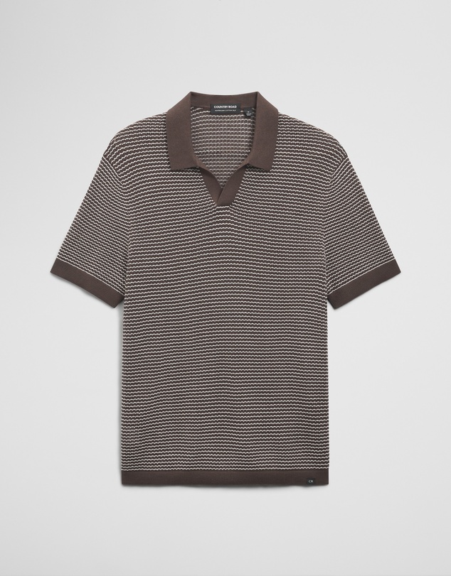 Country Road - Australian Cotton Silk Blend Textured Stripe Polo