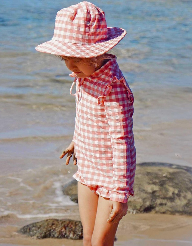 Purebaby - Printed Frilly Long Sleeve Swimsuit- Kids-Babies