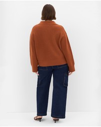 City Chic - Plus size Star Alley Collared Jumper - copper