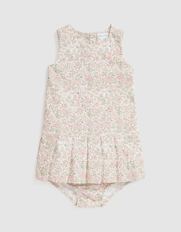 Polo Ralph Lauren - Floral Pleated Corduroy Dress & Bloomer Set - ICONIC EXCLUSIVE - Babies