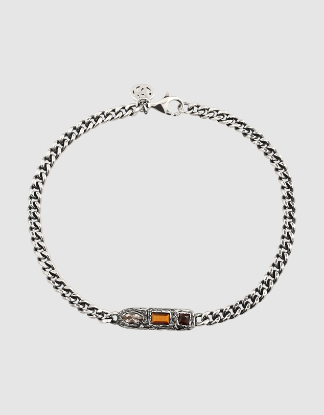 Haze & Glory - ICONIC EXCLUSIVE - Oxidised Curb Chain Bracelet with Gemstones in 925 Sterling Silver
