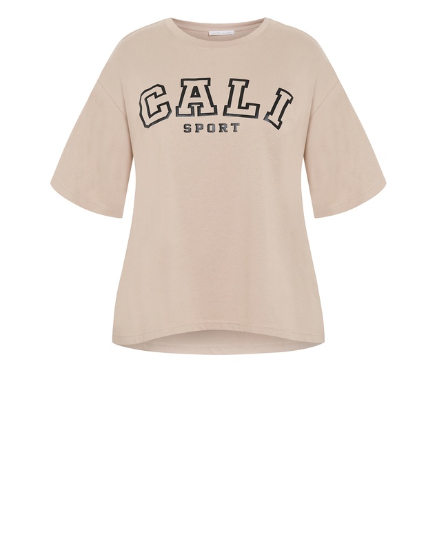 City Chic - Plus size Laid Back Cali Tee - stone