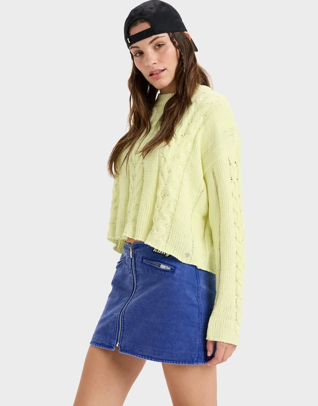 Roxy - Womens Chloe Kim Mini Moto Denim Skirt