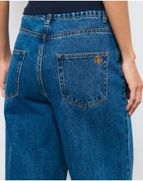 AERE - High Rise Seam Detail Wide Leg Jeans