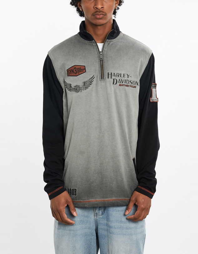 Vintage by The Real Deal - Pre Loved - Vintage Harley Davidson Lightweight Quarter Zip Sweatshirt