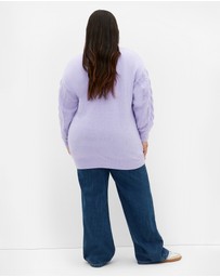 City Chic - Plus size Claudia Relaxed Knit Jumper - lilac