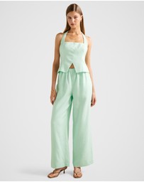 Forever New - Ally Linen Elastic Wide Leg Pants