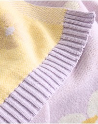 Living Textiles - Pram Knitted Blanket - Lilac Daisy Dreams
