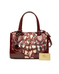 Pre-Loved by Azura Reborn - Pre-Loved Patent Trimmed House Check Coated Canvas Hearts Pilgrim Satchel