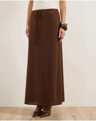 Atmos&Here - Luna Jersey Column Maxi Skirt With Tie