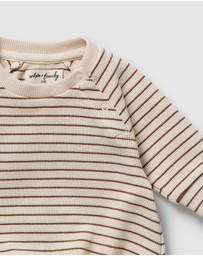 Wilson & Frenchy - Nutmeg Stripe Organic Waffle Bodysuit - Babies