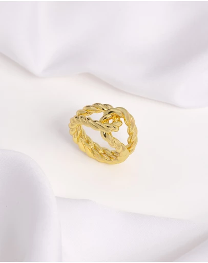 Wanderlust + Co - Ribbed Knot Gold Ring