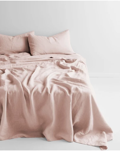 Aura Home - Evie Stonewash Organic Cotton Sheet Set in Blush Pink