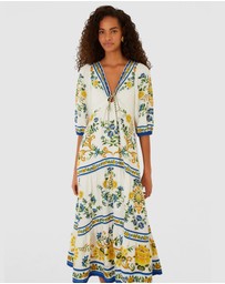 Farm Rio - Emily Floral Tapestry Off-White Maxi Dress
