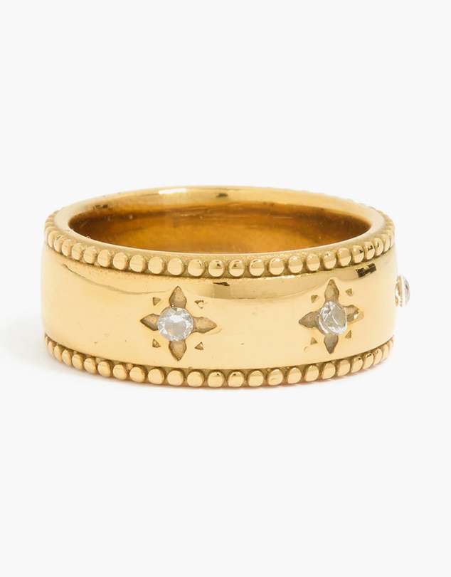 Lovisa - Waterproof Gold Plated Stainless Steel Cubic Zirconia Star Thick Band Ring