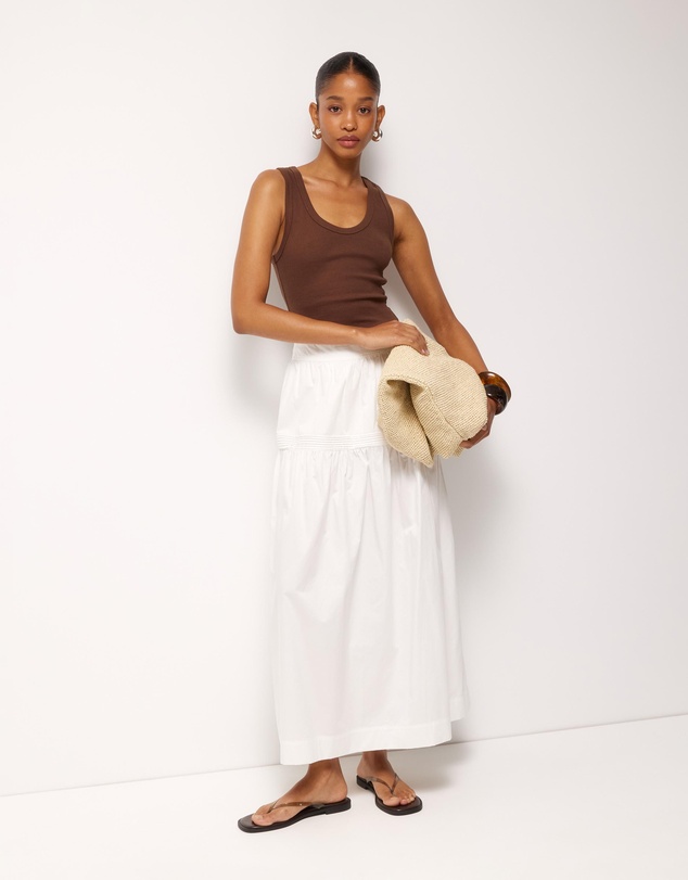 AERE - Pintuck Poplin Midi Skirt