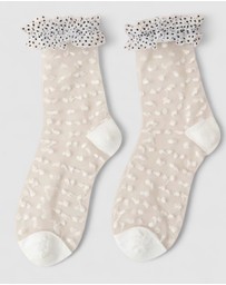 High Heel Jungle - Sheer Frilly Socks – White Dots