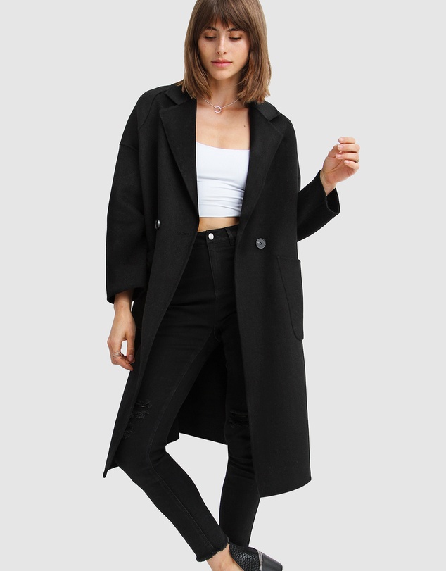 Belle & Bloom - Publisher Double-Breasted Wool Blend Coat