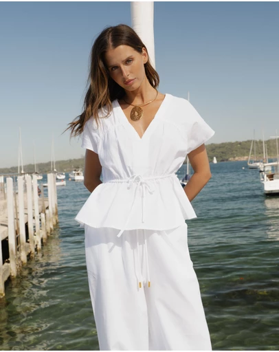 Forcast - Bronte Cotton Drawstring Top