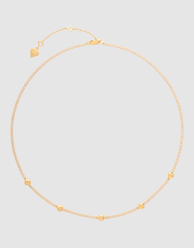 Wanderlust + Co - Heart Pave 14K Gold Vermeil Petite Tennis Necklace