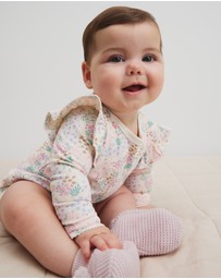 Country Road - Organically Grown Cotton Blend Frill Long Sleeve Logo Bodysuit
