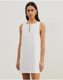 Atmos&Here - Tie Front Linen Blend Mini Dress