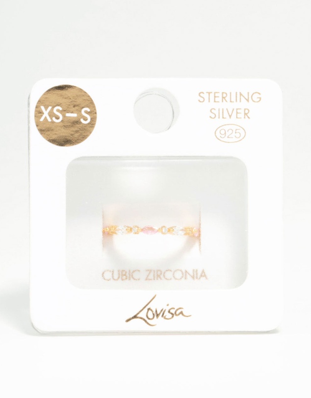 Lovisa - Gold Plated Sterling Silver Alternating Marquise Round Cubic Zirconia Ring