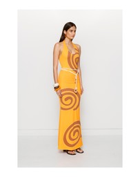 The Wolf Gang - Giro Halter Dress - Tangerine Swirl