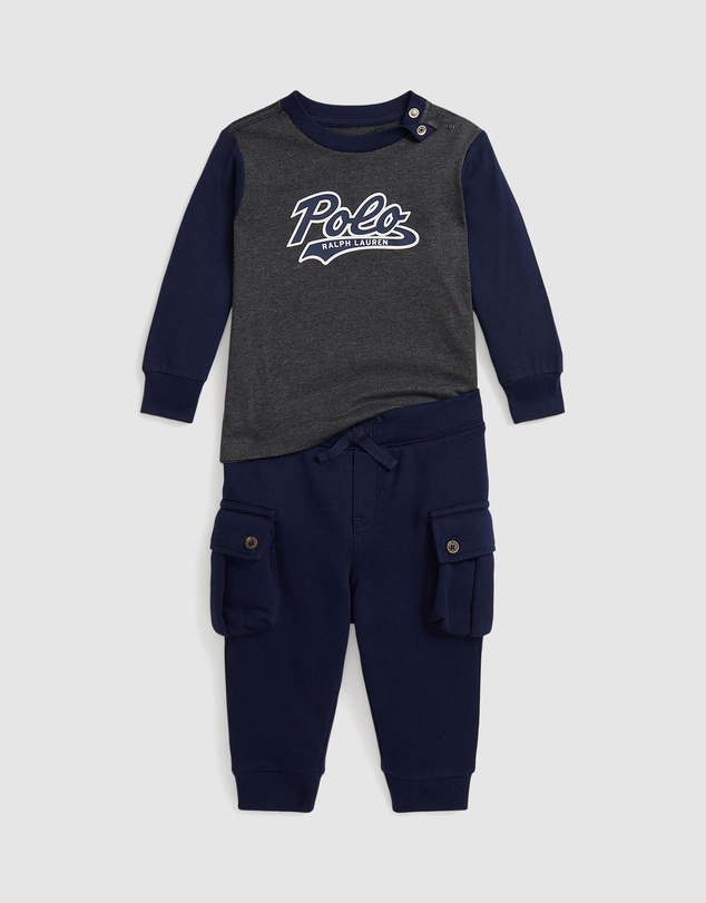 Polo Ralph Lauren - Logo Jersey Tee & Fleece Jogger Pants Set - ICONIC EXCLUSIVE - Babies