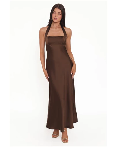 Petal & Pup - Nakita Halterneck Maxi Dress - Brown