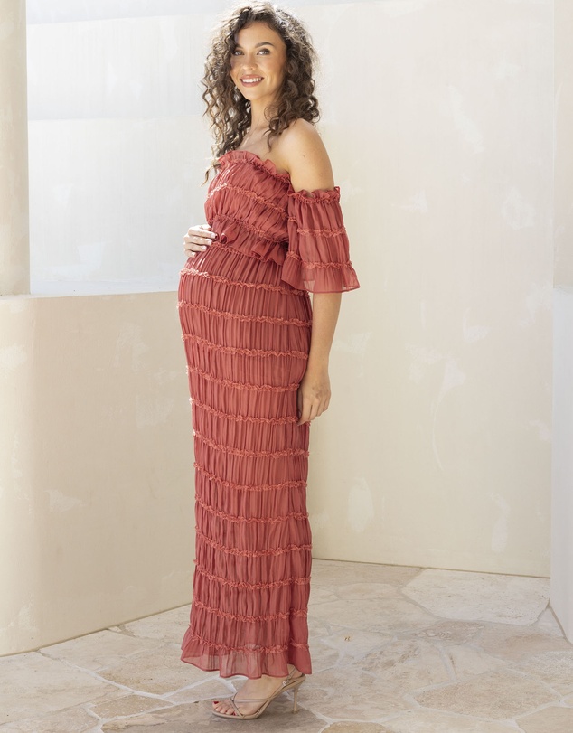 Angel Maternity - Marisol 2 piece Maternity Photoshoot Dress in Crimson Glow