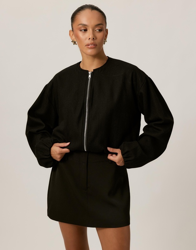 Tussah - Luna Wool Blend Cropped Bomber Jacket