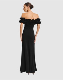 Romance by Honey and Beau - Trevia Frill Neckline Midi Dress