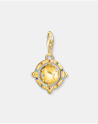 THOMAS SABO - Charm Pendant Vintage Globe Gold Multi Stone