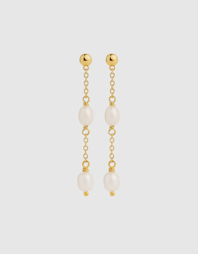 Najo - Tidal Whisper Yellow Gold Double Pearl Earring