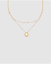 Elli Jewelry - Necklace Choker Layer Freshwater Pearl Coin 925 Sterling Silver Gold Plated