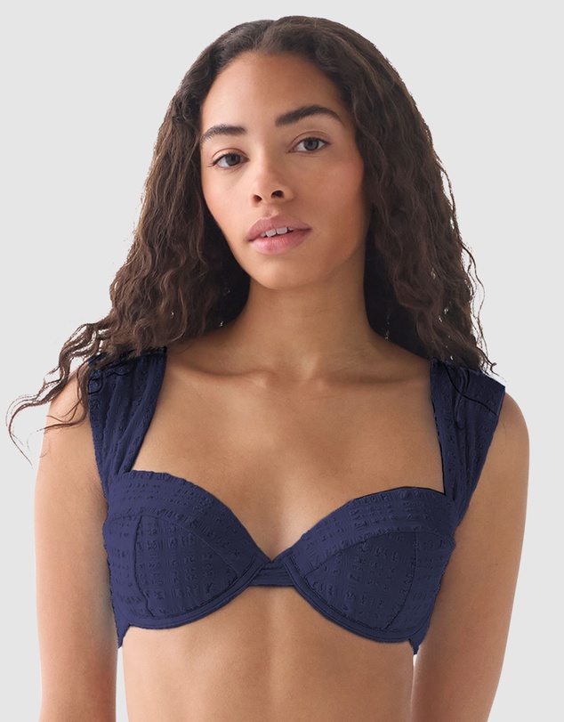 Kate Spade - Seersucker Wide Strap Underwired Padded Bikini Top