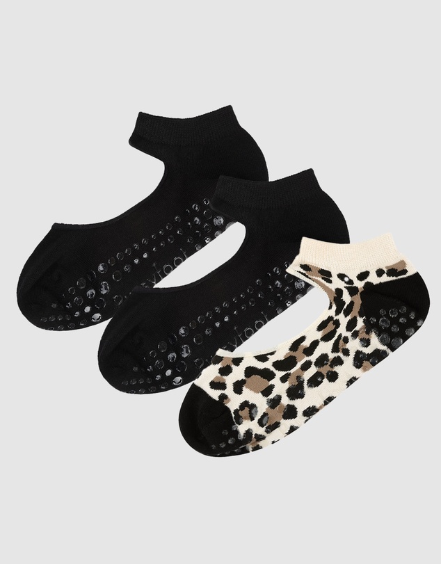 Pussyfoot - 3 Pack Bamboo Pilates Barre Yoga Grip Ankle Socks