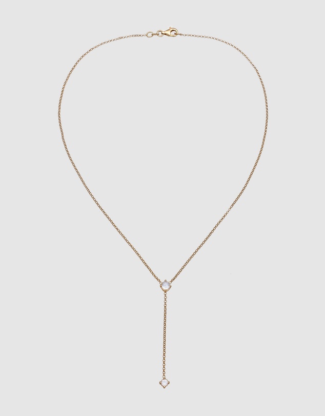 Elli Jewelry - Necklace Y with Zirconia 925 Sterling Silver Gold-plated