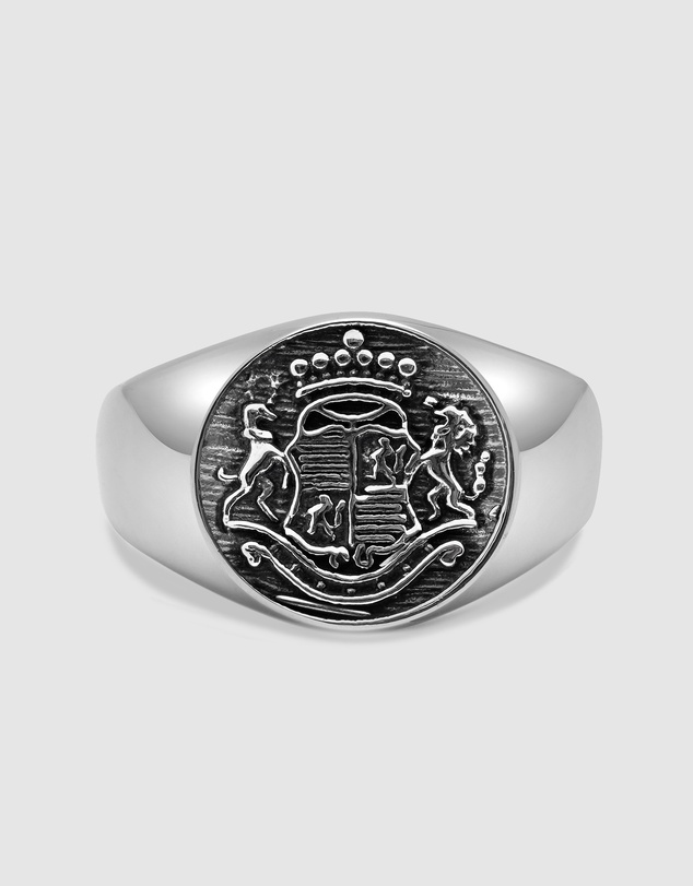 Nialaya Jewellery - Men's Stainless Steel Crest Ring