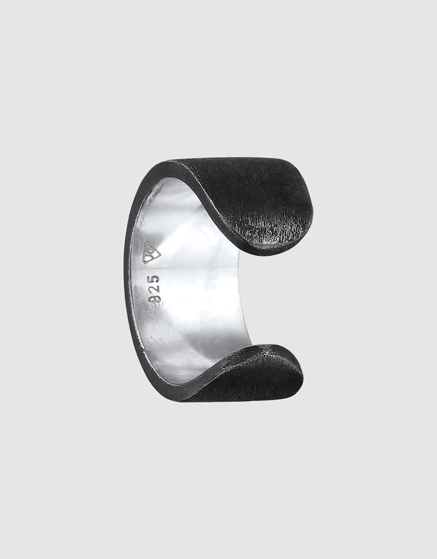 Kuzzoi - ICONIC EXCLUSIVE - Earrings Men Single Earcuff Basic Trend in 925 Sterling Silver Oxidized