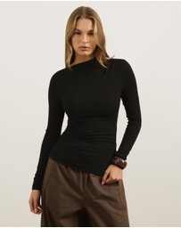 Atmos&Here - Poppy Asymmetrical Draped Jersey Top