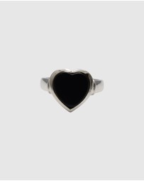 Von Treskow - Flat Black Onyx Heart Ring