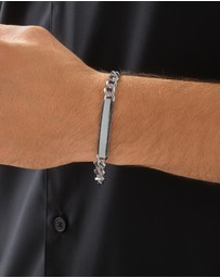 Michael Hill - Men's Silver 21CM Curb Bracelet with 0.33 Carat TW of Black Diamonds
