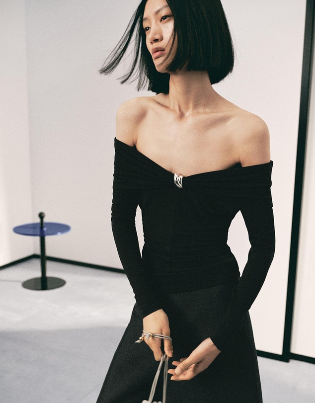 M.N.G - Strapless T-Shirt With Metallic Detail