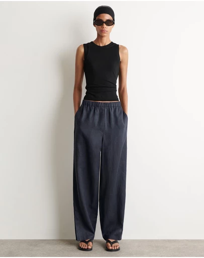 COS - Elasticated Linen Barrel-Leg Trousers