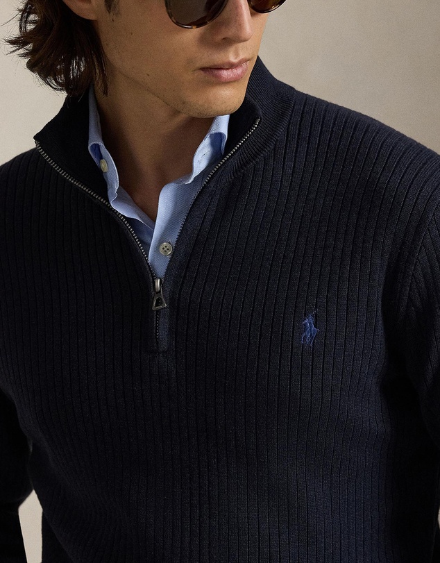 Polo Ralph Lauren - Rib-Knit Cotton Quarter-Zip Sweater - ICONIC EXCLUSIVE