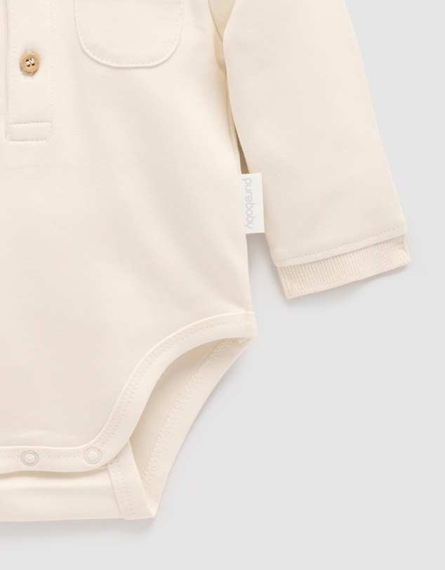 Purebaby - Thick Polo Shirt Bodysuit -Kids-Babies