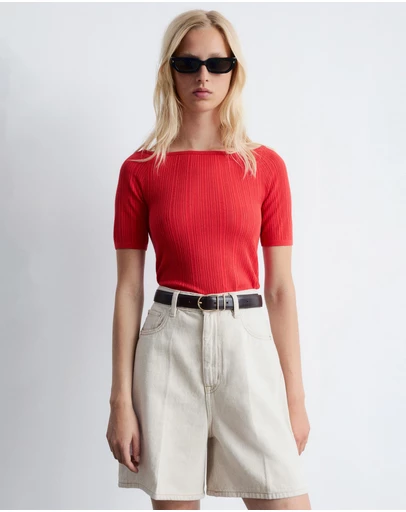 & Other Stories - Rib-Knit Off-Shoulder Top