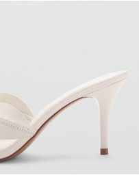 M.N.G - Leather Sandals with Flower Heels